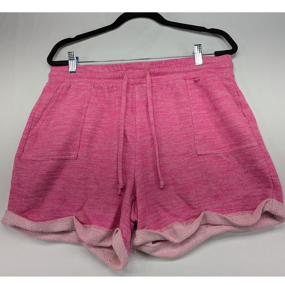 Zoe + Phoebe Pink Marl Knit Lounge Shorts‎ Womens Large Drawstring Pockets